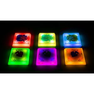 Square Bases with Liquid and LED Lighting - Set of 6